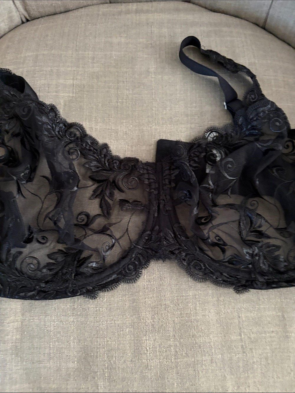 Soma Black Sheer Floral Embroidered Underwire Bra